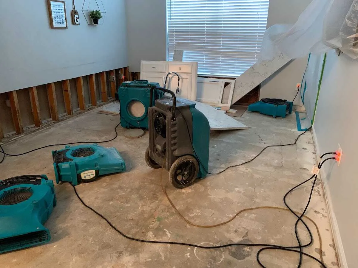 Dehumidifier in flood-cut room for Water Extraction & Removal in Dracut